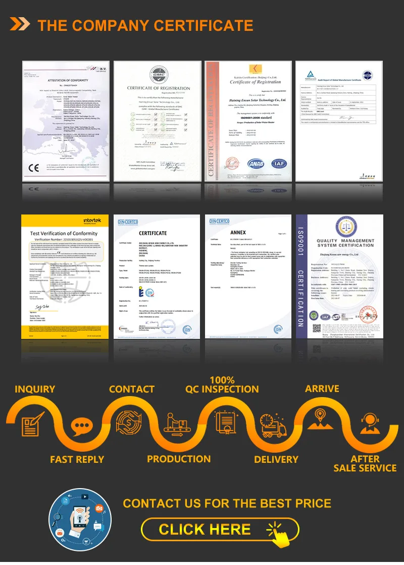 SUS Coil Solar Colector Solar Water Heater Household From 120L To 300L With Assistant Tank