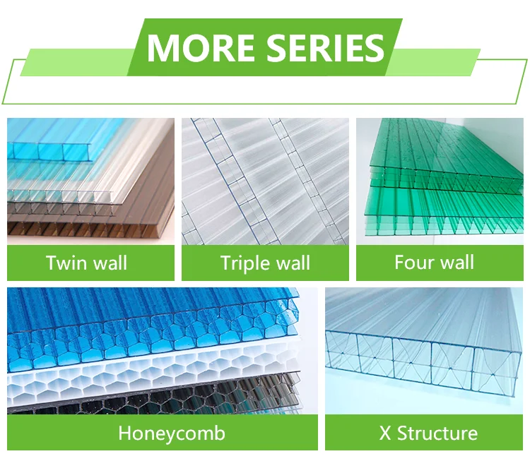 6mm Twinwall Polycarbonate Hollow Sheet Double Wall Panels Winter Green Garden Houses PC Material Outdoor Roof Use EU Compliant