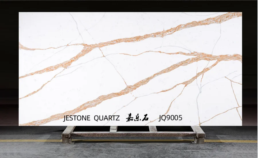 Environment-friendly Artificial Marble 3200*1600mm White Calacatta Quartz Slab For Countertop