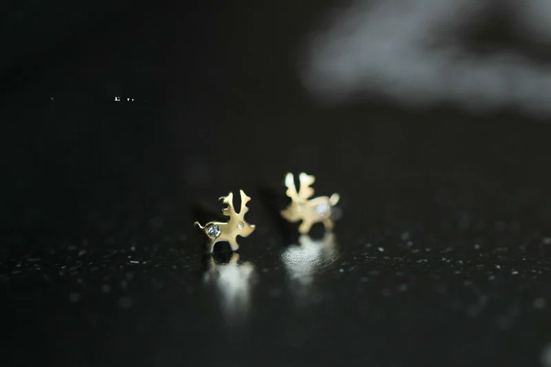14K Pure Gold Heart Earrings Reindeer Snowflake Studs Dainty Simple Minimal Styles for Wedding or Gifts Kids kj150 5