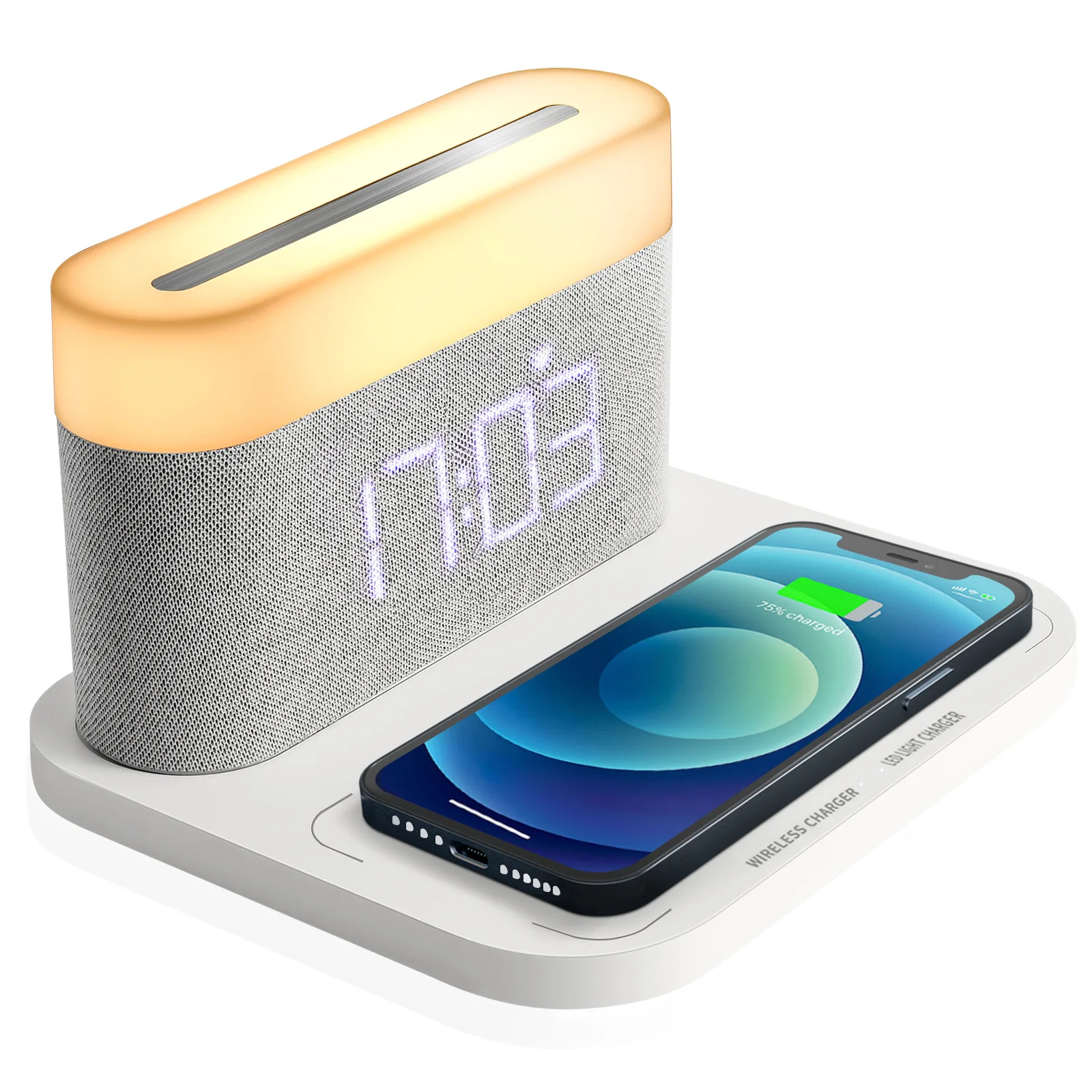 Universal Mobile Phone 15W Qi Fast Charging Wireless Charger Portable Clock Alarm Desk Led Night Light Table Lamp