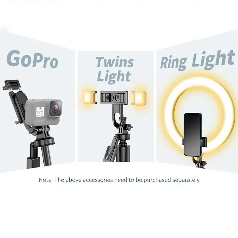 1.55m Floor Tripod Selfie Stick 360 Rotating Bluetooth Hand Held Selfie Stick Tripod Live Video Long Wireless Foldable L16