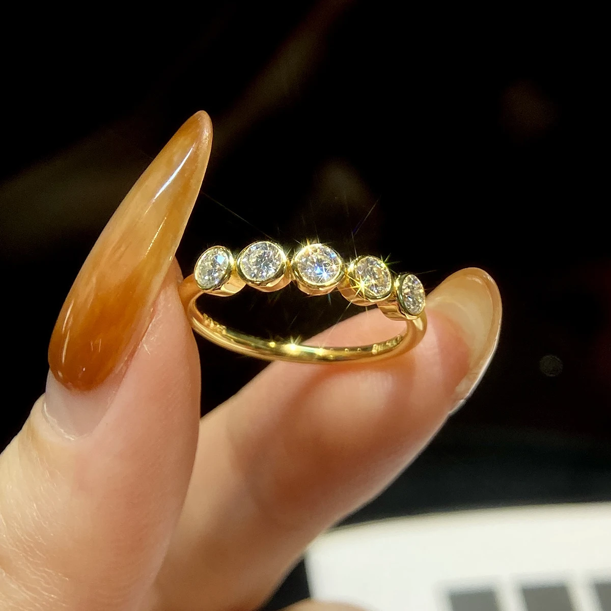 High quality Gra moissanite Round five diamond ring with edge 925 sterling silver  Women engagement luxury Jewelry