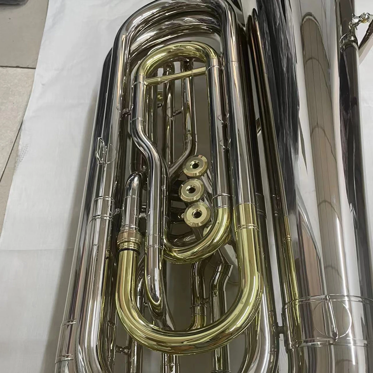 Manufacture production  Bb tuning nickel plated body 105 4 piston key model student tuba