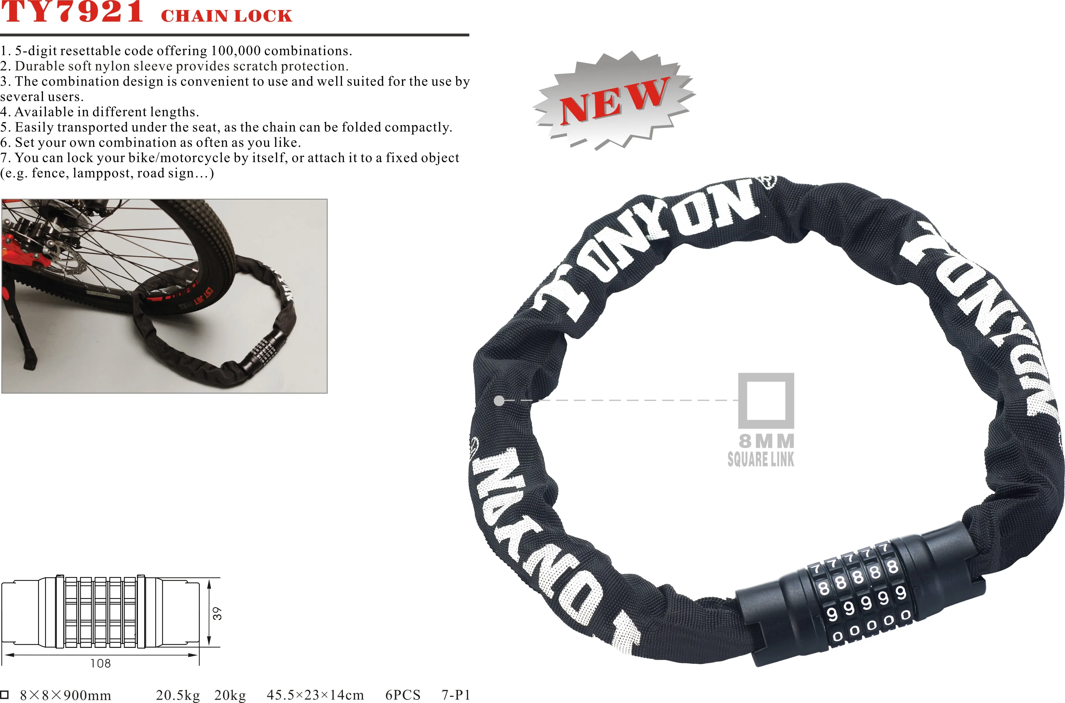 TONYON Road Cycling Bicycle Cable Coded Lock 5-Digit Code Coloured Combination Bike Lock High Security Safe Chain Lock