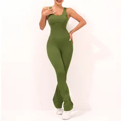 Seamless Ribbed One-Piece Yoga Jumpsuit Dancewear Tummy Control Slim Sports Elastic Bodysuit