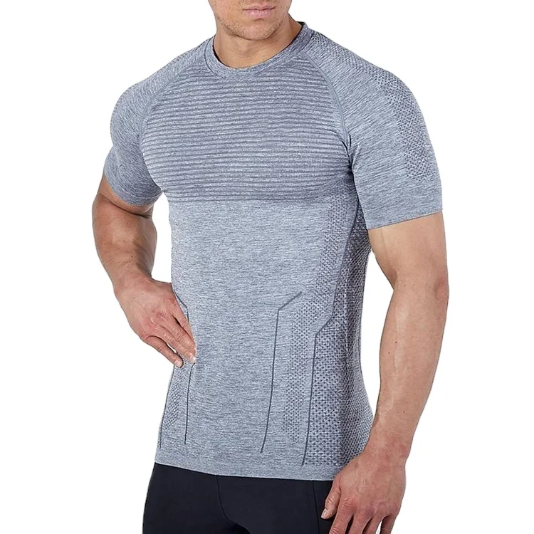Wholesale custom sport fitness wear short sleeve seamless bodybuilder gym t shirt for men