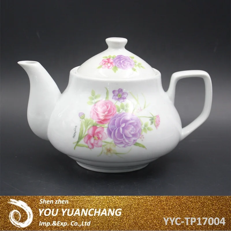 porcelain teapot with color box packing coffee kettle ceramic tea set flower decal high temperature