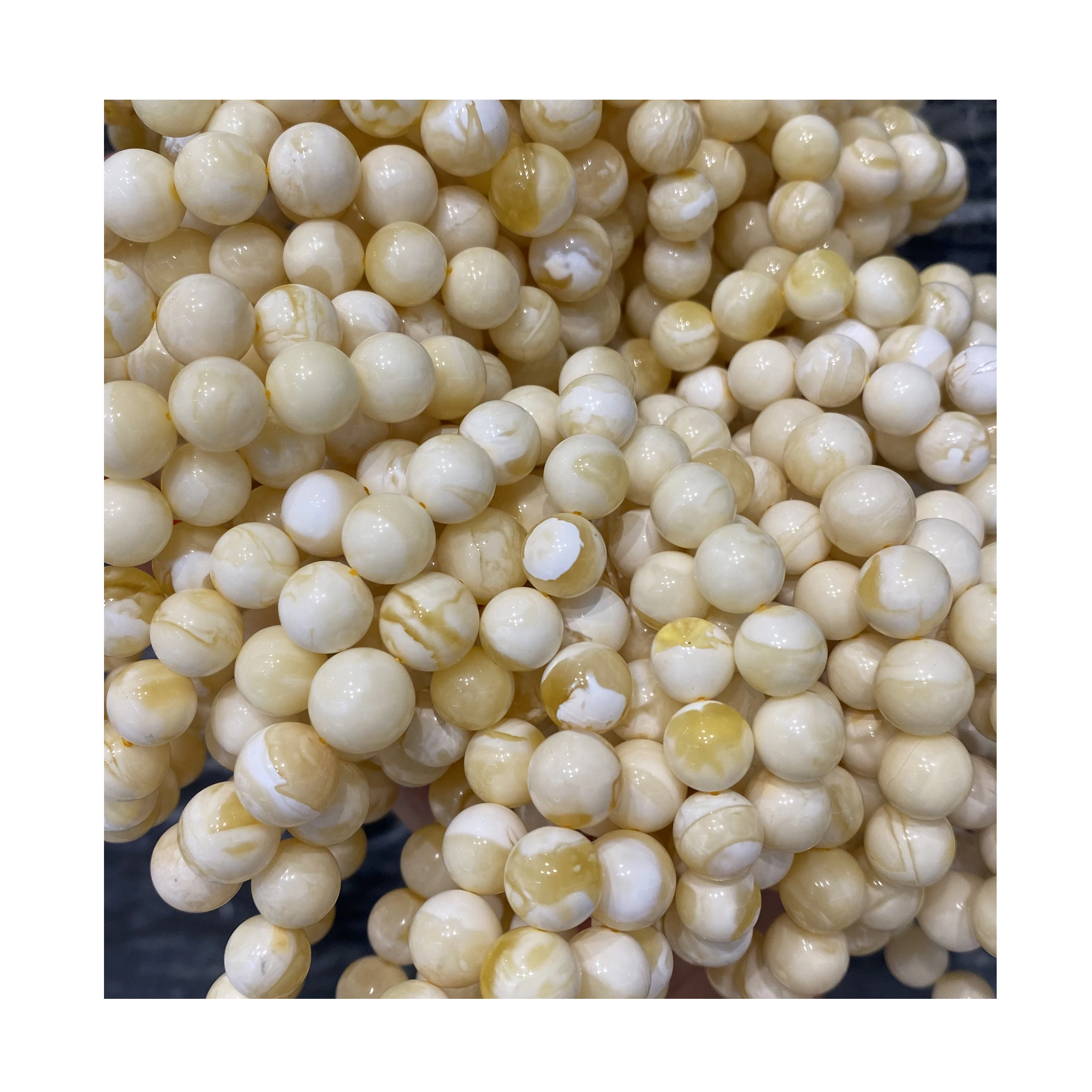 factory outlet natural Baltic amber 10-12mm diameter high quality porcelain white amber Rare in Russia