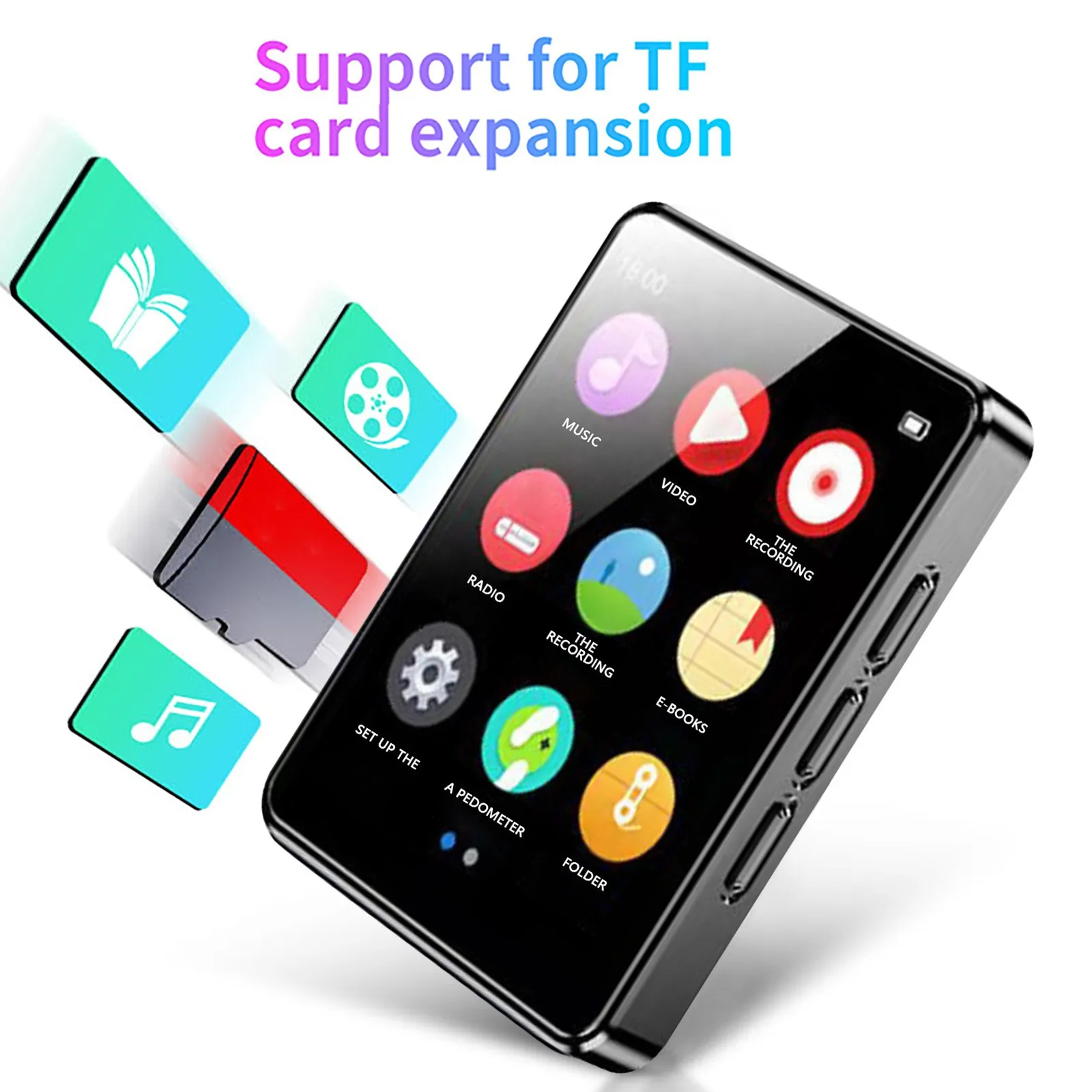 Full screen Blue-tooth Walkman student MP4 small external music player portable touch Recording video playback with e-book radio