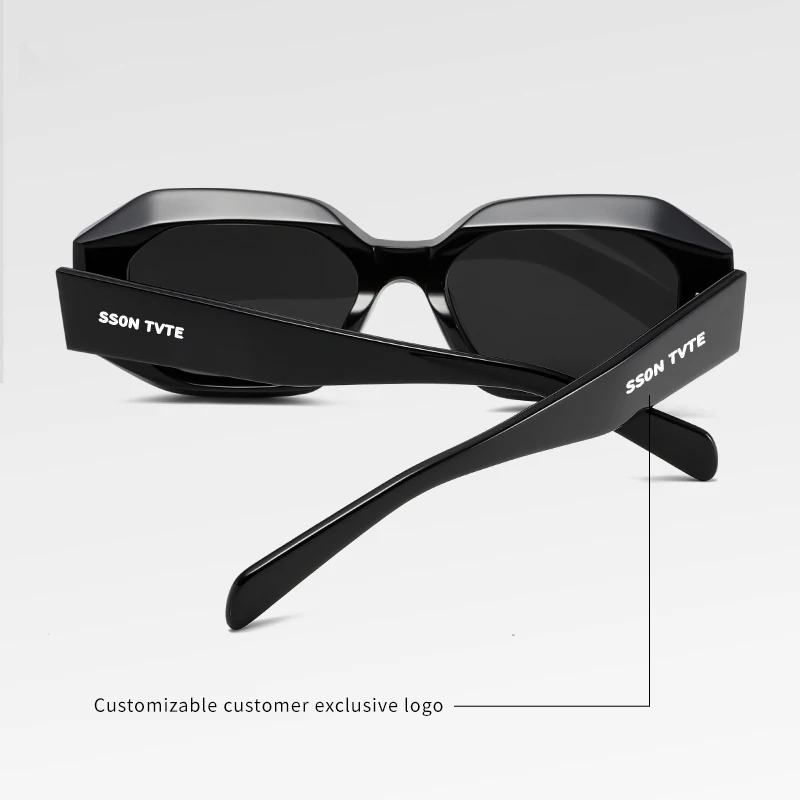 Geometric Acetate Square Sharp Contours Sunglasses for Women with Metal Rivets Decoration Sun Glasses for Men and Women