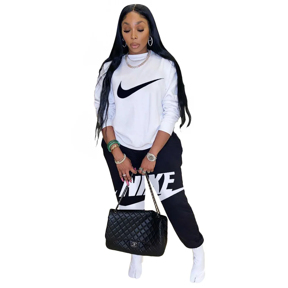 Best Seller Women Outfits Streetwear Casual Plain Gym Workout Nike Sweatpants And Sweatshirt Two Piece Set For Women Jogger Suit