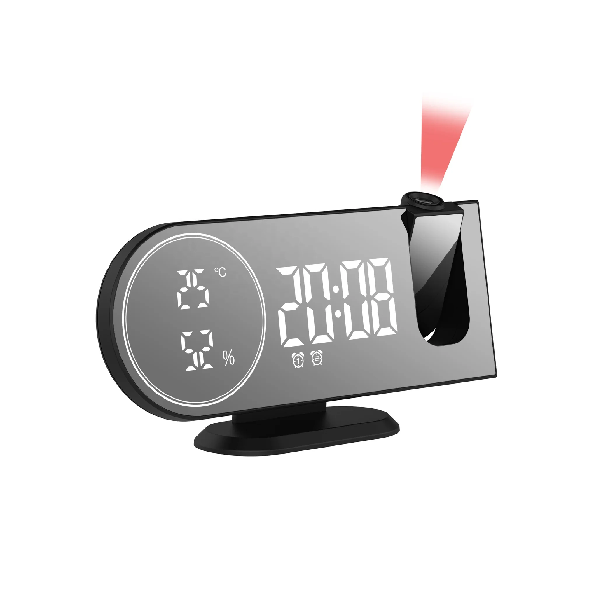 EWETIME Digital Mirror LED Screen Alarm Clock Projection for Home Table Desk Case