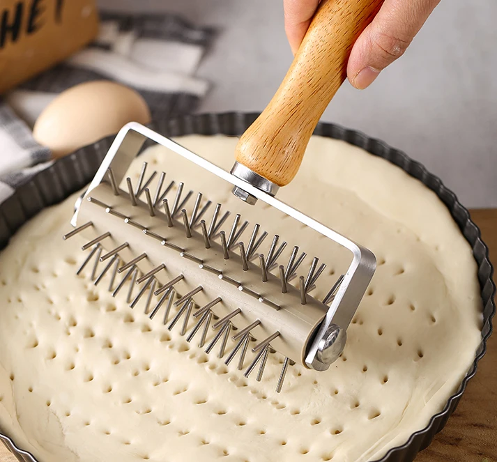 Stainless Steel Roller Docker Pizza Cake Pie Homemade Pizza Dough Docker Pizza Cake Pie Bread Pastry Baking Tool
