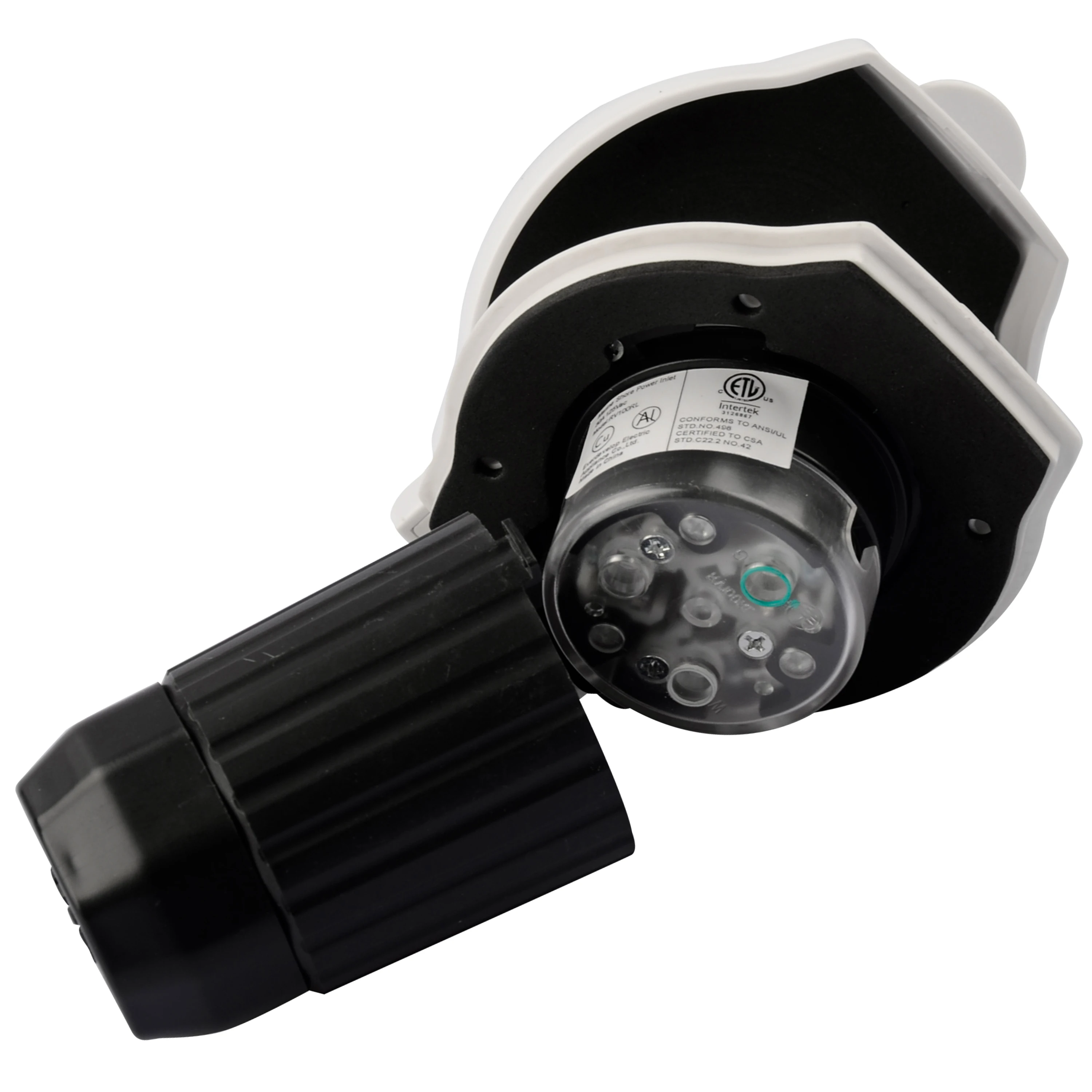 125V 30A Inlet Shore Power Receptacle for RV Camper Boat, Twist Lock NEMA L5-30P 30A RV Inlet Plug with LED Indicator