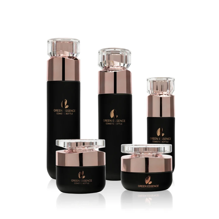 Wholesale 50g Cosmetic Packaging set Empty Makeup Container Black Glass jars Skincare Cream jar serum