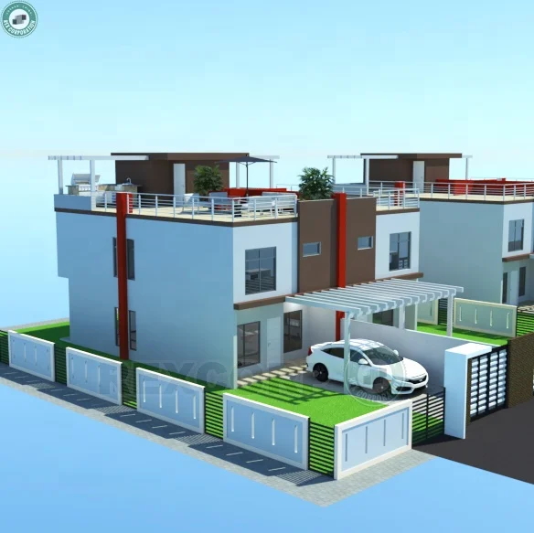2 Storey Prefab Semi-detached Houses Residential District Planning 3 Bedroom Design Semi-detached Villas in Macedonia