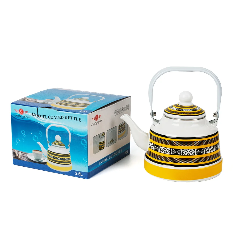 1.1L/1.7L/2.5L стиль турецкий желтые полотенца цветок эмаль старинные колокол Кофе Чайник заварочный