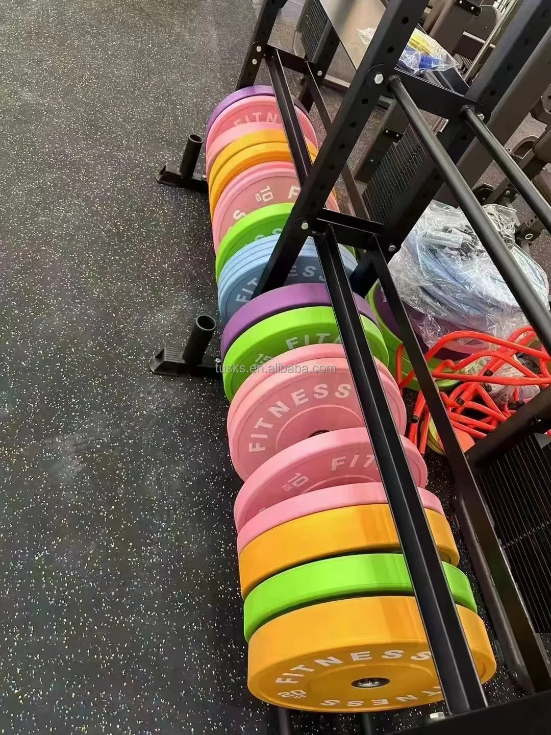 Professional 5-25KG Full Rubber Barbell Colored Wholesale Custom Logo Free Weight Bumper Plate With LB