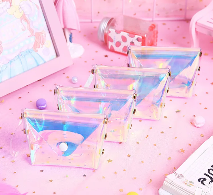 
Holographic mini plastic magic glitter eyelash packaging box Makeup cosmetic cute bags coin bag lady bag 