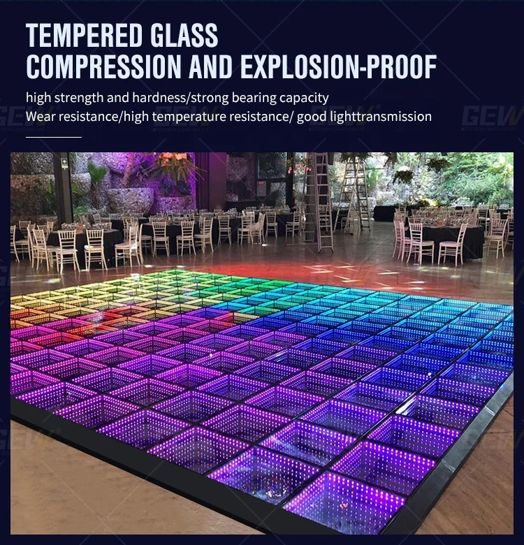 50x50cm magnetic 3d infinity white black led starlit dance floor