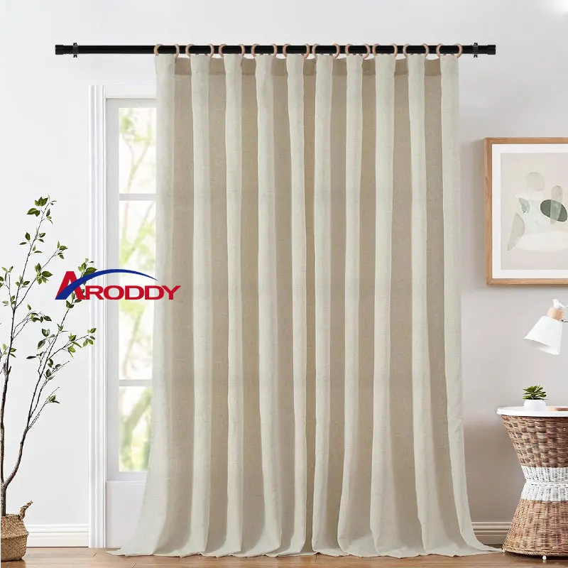 ARODDY Wholesale High End Curtain Set Cortinas Rideaux Luxury Modern Chenille Embroidery Curtains and Curtain Rod Set