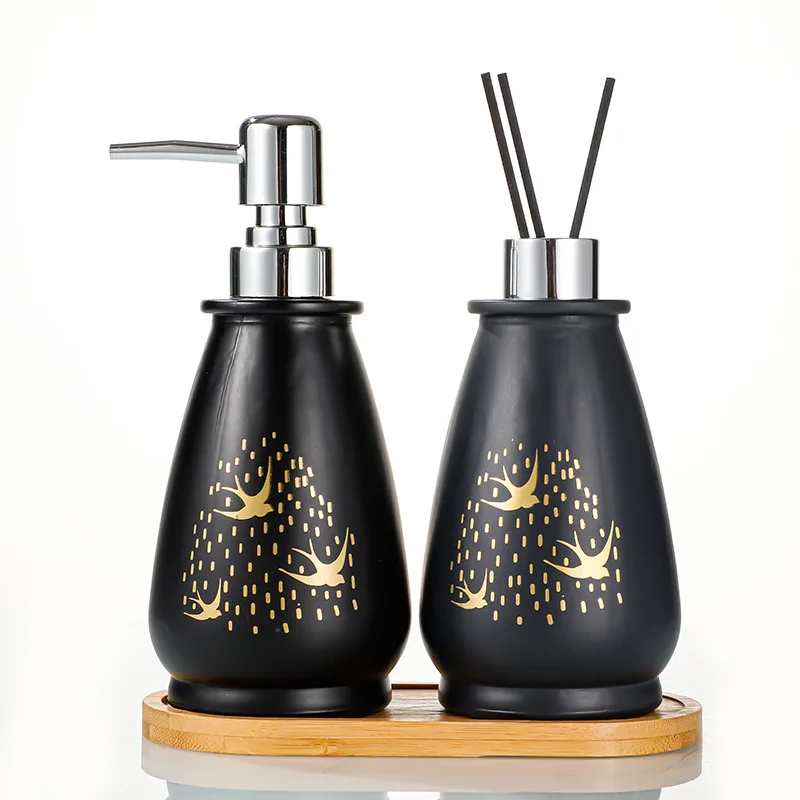 Nordic Luxury Bathroom soap dispensers Set European style glass soap dispensers Bathroom Set toilet organizer