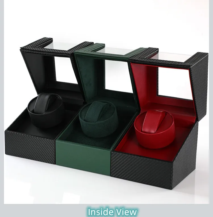 2022 New Design High Quality Automatic Exhibition Display Luxury Green Leather For Single Watch Winder Box