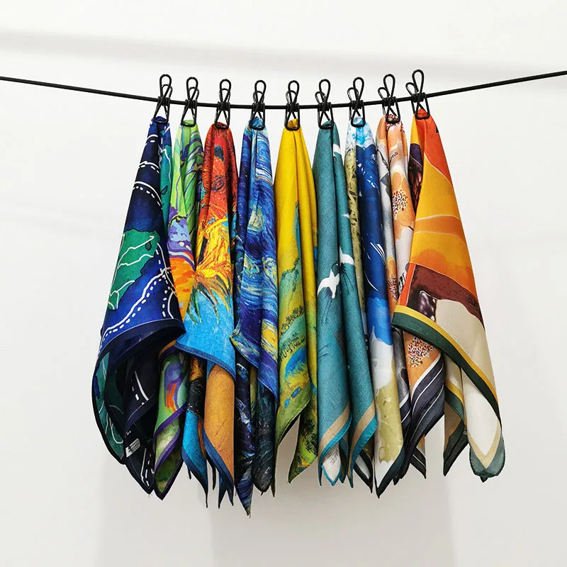 High Quality Classic Style Soft Mulberry Silk Square Scarf Custom Printed Silk Head Scarves