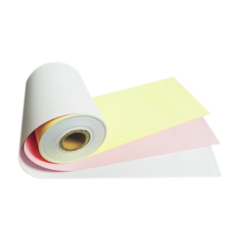 China Manufacturer Hot sell 2/3/4ply NCR Rolls 57mm copy function carbonless paper rolls for black