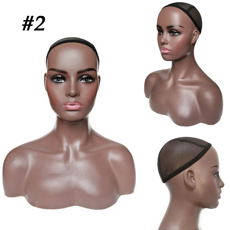 
PVC Training Mannequin Head with Shoulders for Wig Display 1 Piece Realistic Half Body Double Shoulder Hat Jewelry 