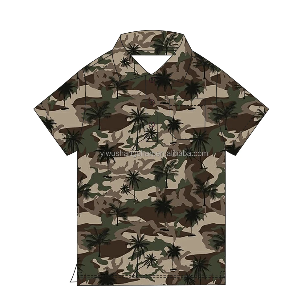 Customized OEM Men Short Sleeve Hawaiian Shirts Rayon Material Adult Custom Summer Tropical printing Men Aloha Shirts