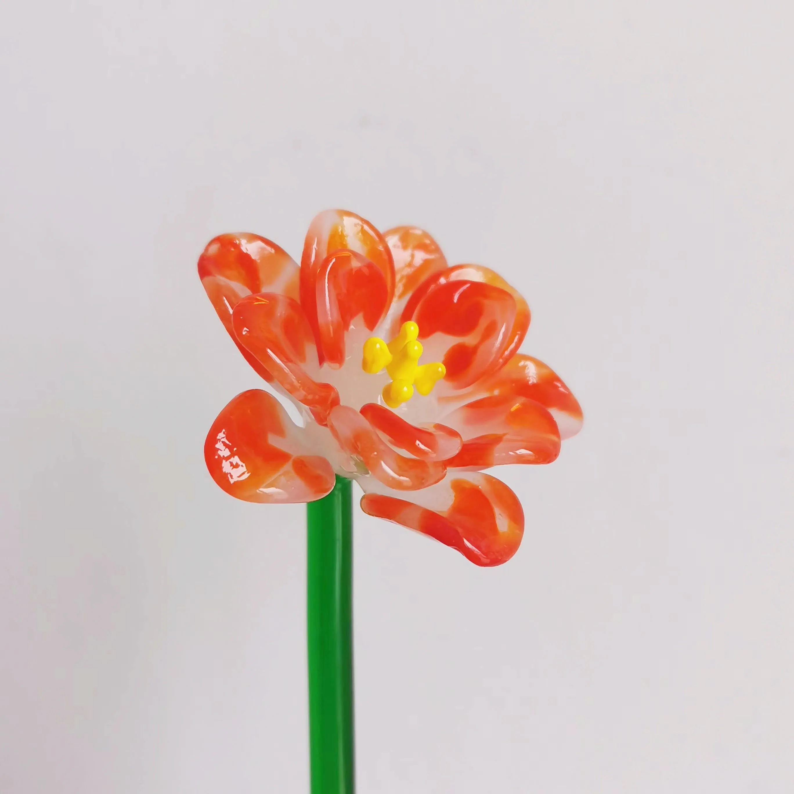 Handmade crystal rose art long stem murano glass flower decoration