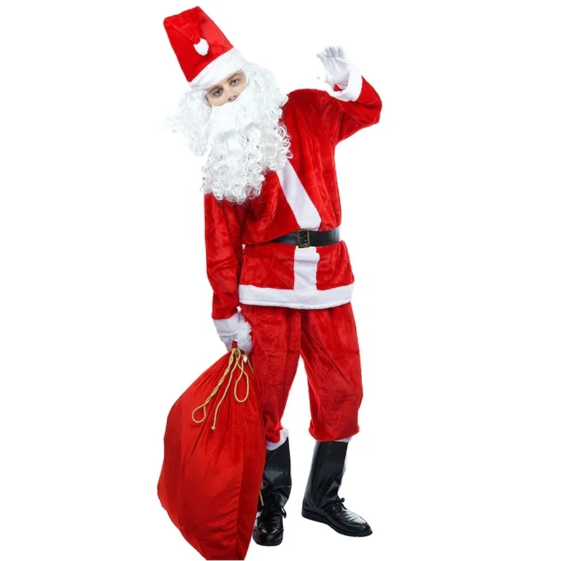 Classic Christmas Red Dress Up Cosplay Santa Costume for  Adults Claus Costume For Man