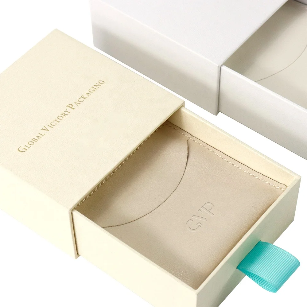 2022 Trending Jewelry Drawer Paper Sliding Box Gift Packaging Cardboard Boxes With Soft Pouch Custom Logo