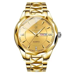 BINBOND Business Gold Luxury Original Wrist Waterproof Stainless Steel Golden Male Wristwatch Black gold watch Relogio Masculino