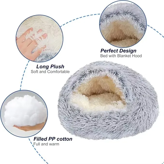 Winter Soft Warm Semi-Enclosed Cat Litter Dog Bed House Indoor Cozy Comfy Pet Cat Bed