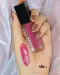 Custom logo frosted tube lipgloss high pigment no logo vegan glossy lipgloss private label