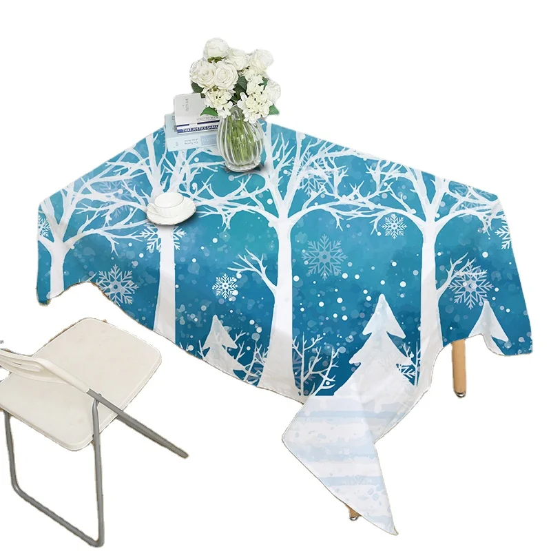 140*200cm Christmas Table cloth Dinner Party New Year Printed Rectangle Dacron Tablecloth Christmas Table Cover Decorations