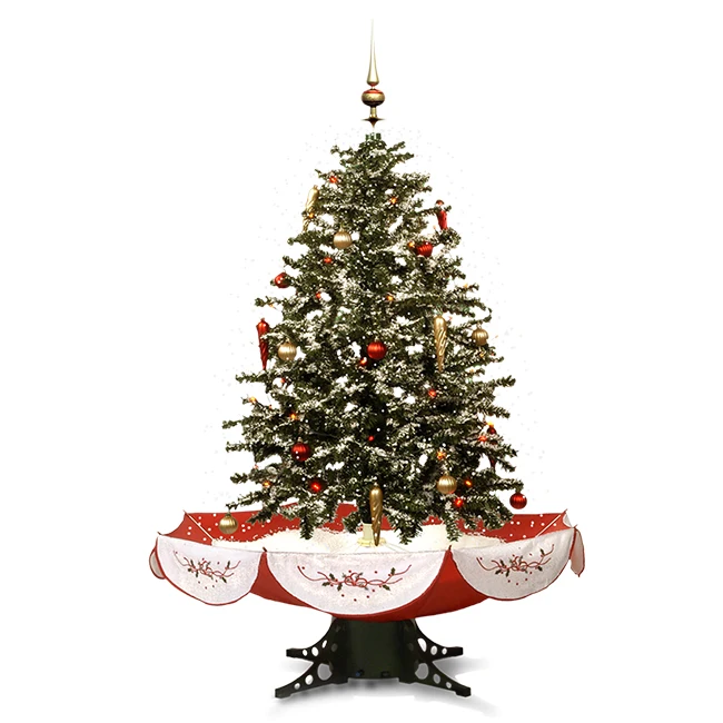 2020 ornaments cheap led electric artificial sale snow led lights umbrella base decoration Nevando albero di natale ker