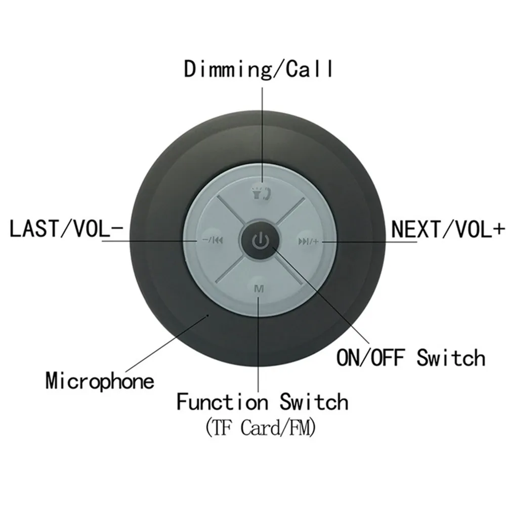 Q9 Portable Subwoofer Shower Waterproof Wireless Bt Speaker Car Handsfree Call Music Suction Mic For Ios Android Phone