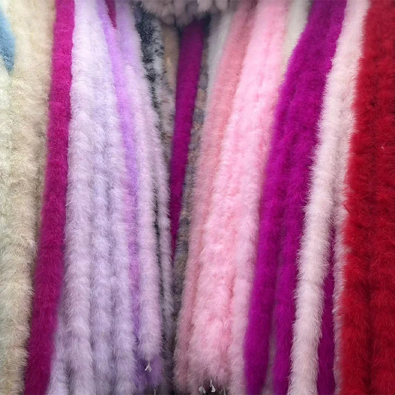 Wholesale 2 yards/pcs dyed colorful turkey feather marabu boa feather strip for DIY craft sewing trim home wedding party decor
