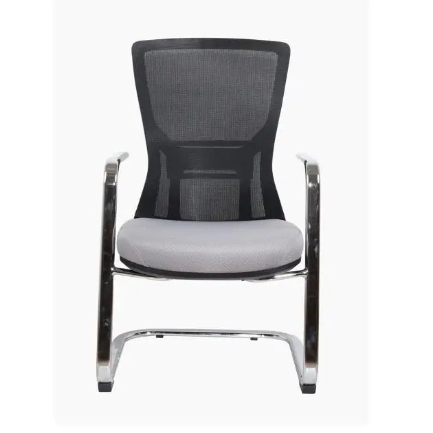 Metal Base Mid Back Bow Legs Without Wheels Mesh Office Chairs For Conference Table