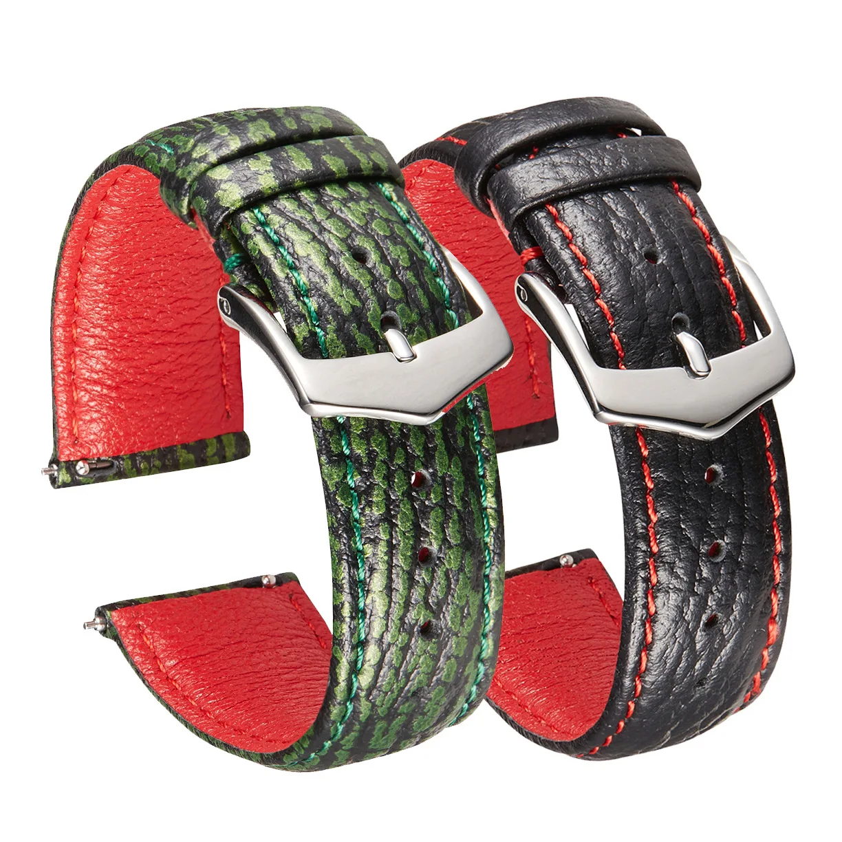 18 19mm 21mm Shark Skin Cow Genuine Leather Watch Strap Personality Quick Release Watch Bands Soft Strap for Women and Men Watch