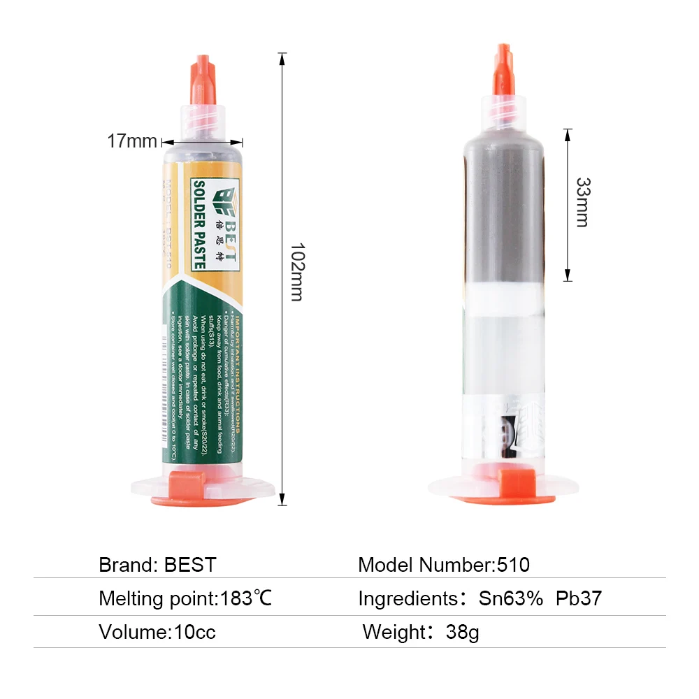 OEM ODM ручная пресс-форма для BST-510 10cc Sn63/Pb37 183 степень плавления паяльного олова паста сварочный флюс Крем пайки печатных плат Инструменты ремонта