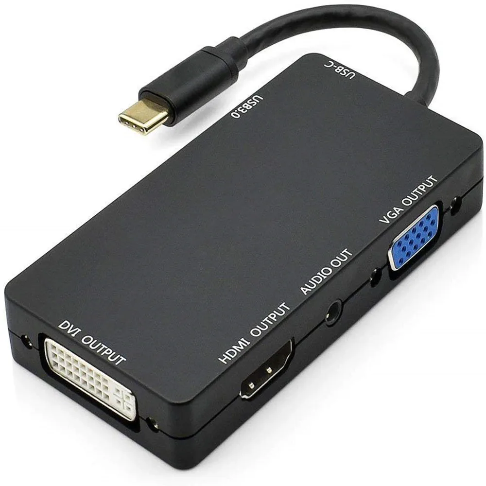 4kx2k 5 in 1 USB 3.1 USB C Type C to HDTV VGA DVI USB 3.0 male to female audio Adapter Cable for Laptop Apple