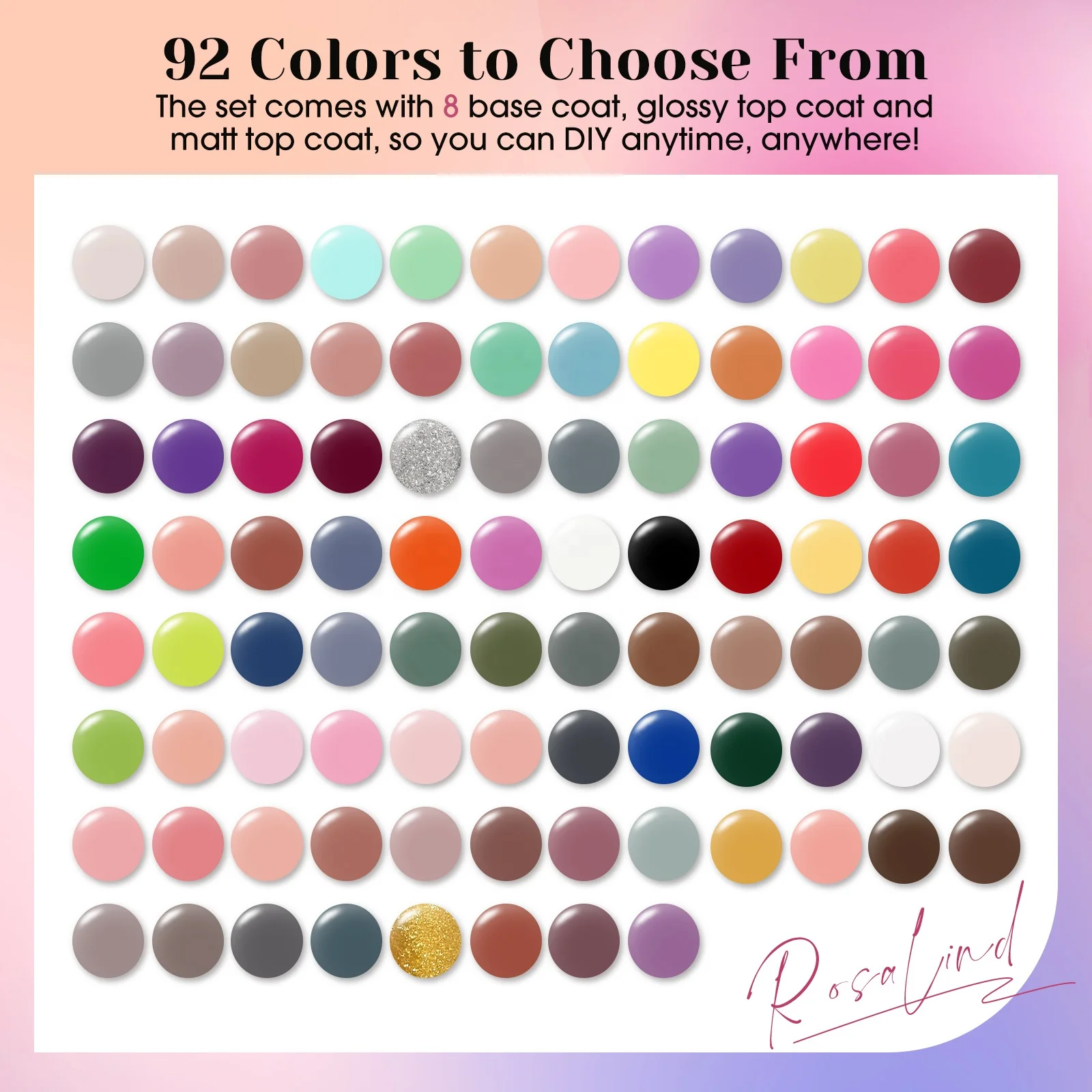 ROSALIND Private Label Nail Art Kits Professional Set Box OEM Large 100 Colors Uv Lamp Gel Nail Polish Set With Manicure Tools