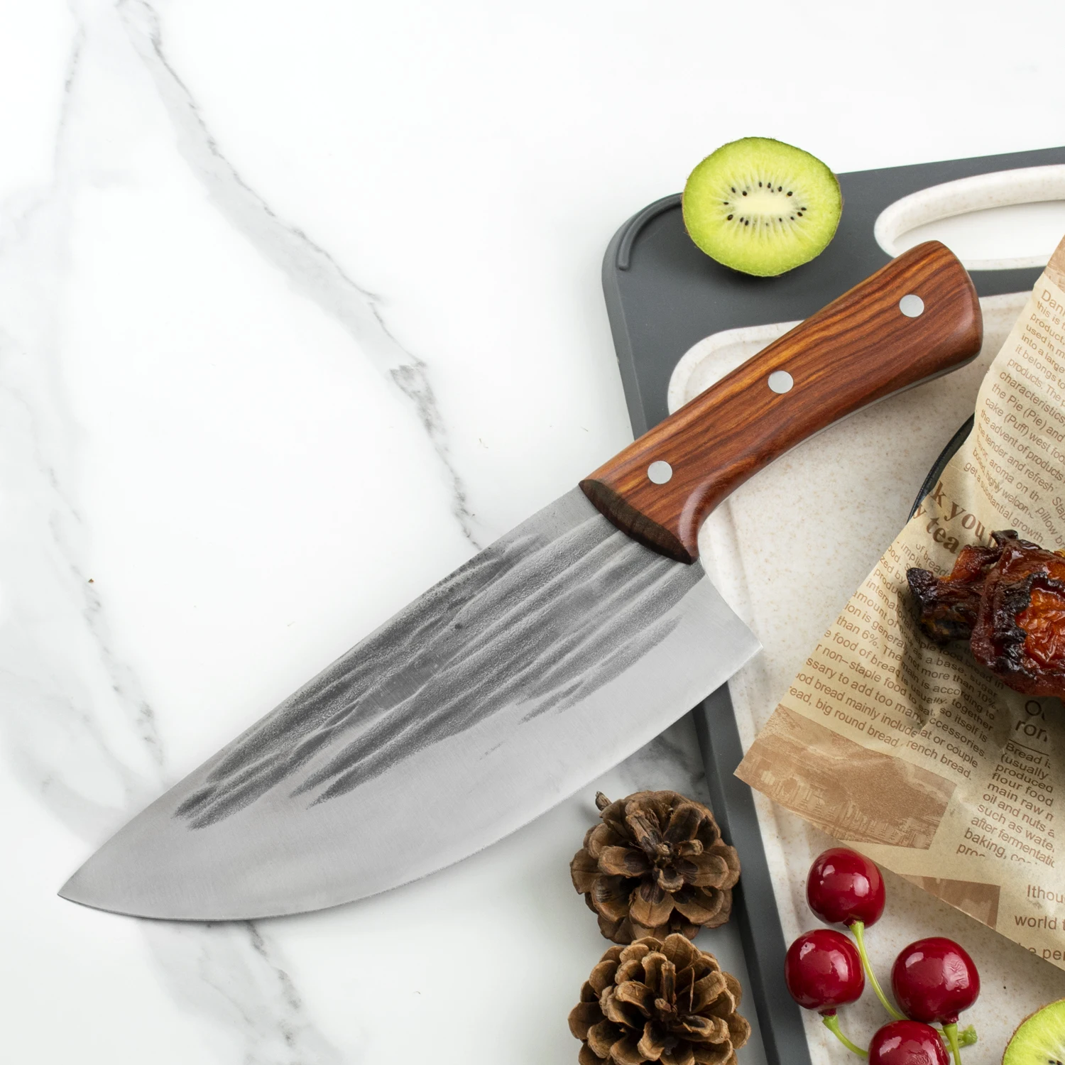 High Quality 7.5 inch Skarde Slaughter Cutter Cutting Steel Meat Cleaver Kitchen Knife Retro Butcher Knife Hand Forged Knife