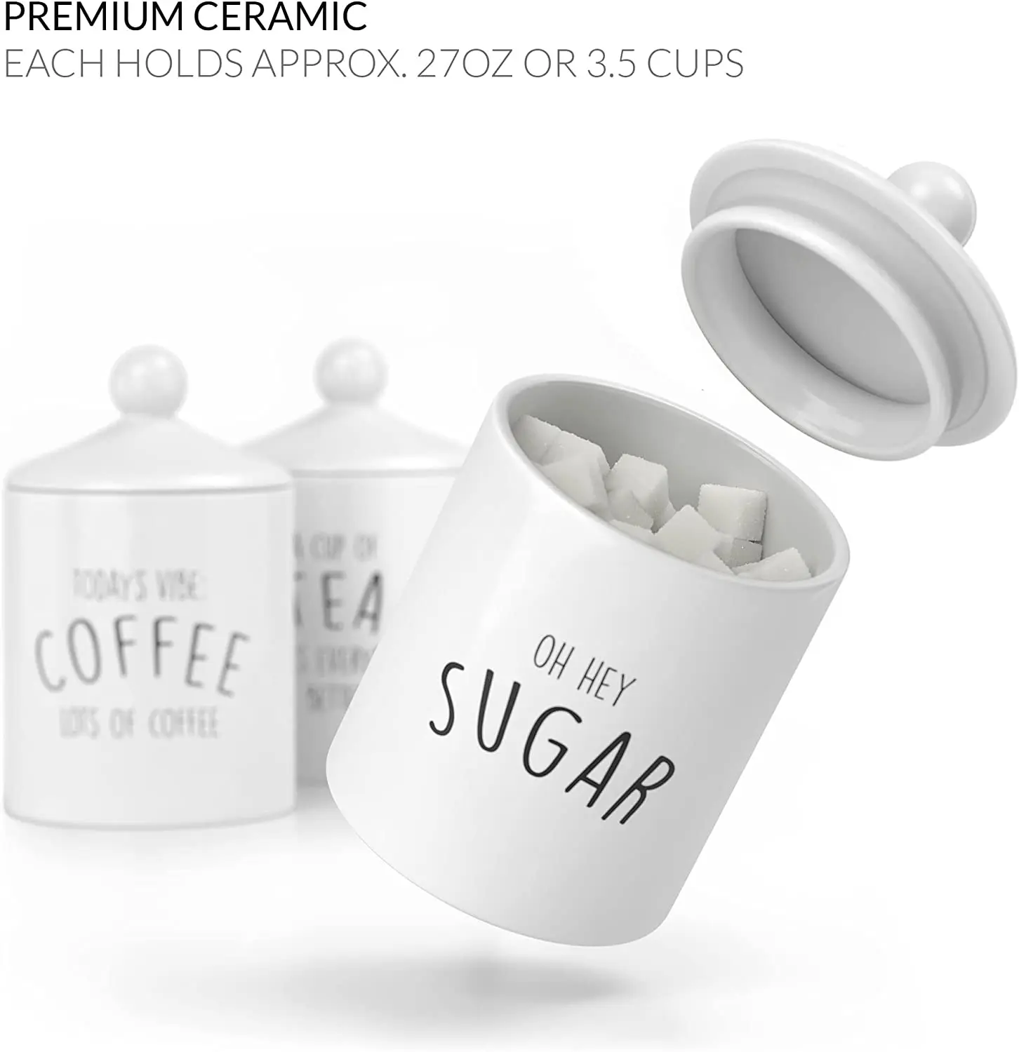 Rustic Ceramic Canister Sets for Kitchen White Porcelain Coffee Tea Sugar Container Set Ceramic Food Storage Jar in Bulk