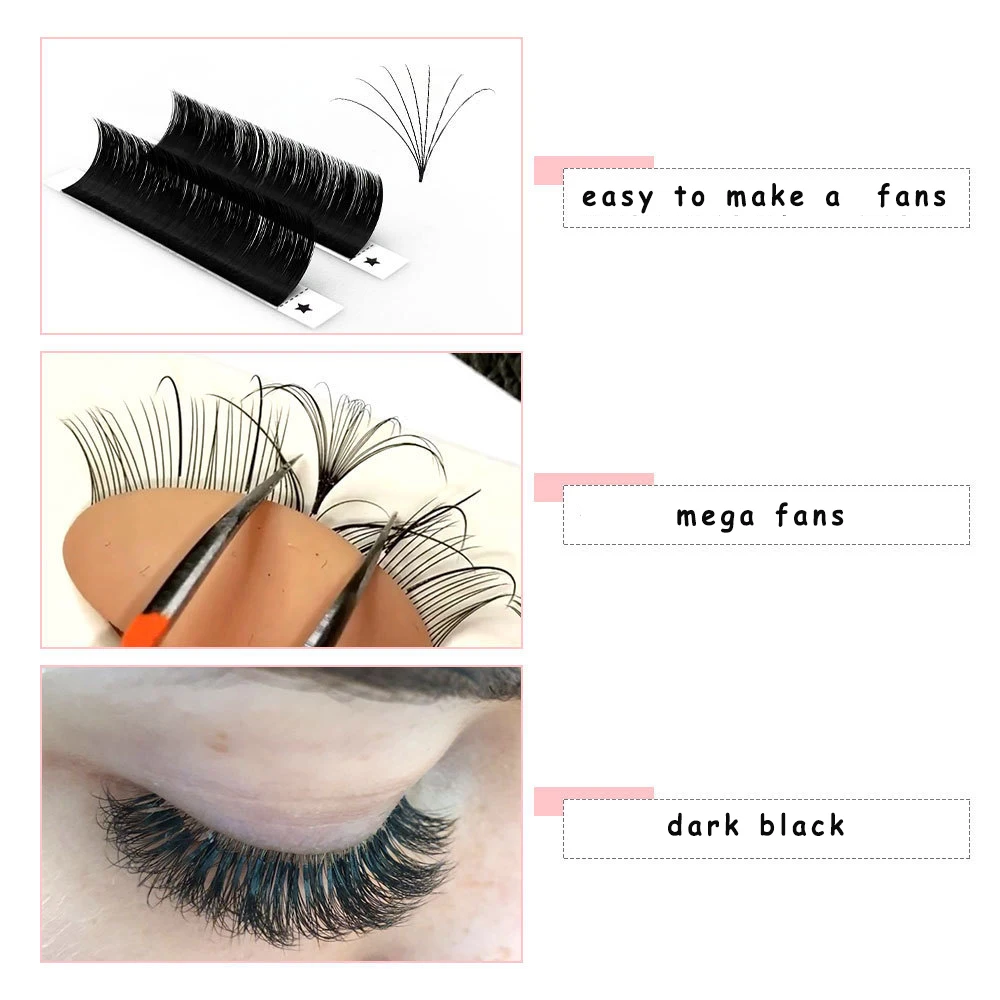 Volume Easy Fanning Eyelash Extensions  j J B C CC D DD L LC LD M Curl Russian Volume Lashes Natural Eyelash Extension